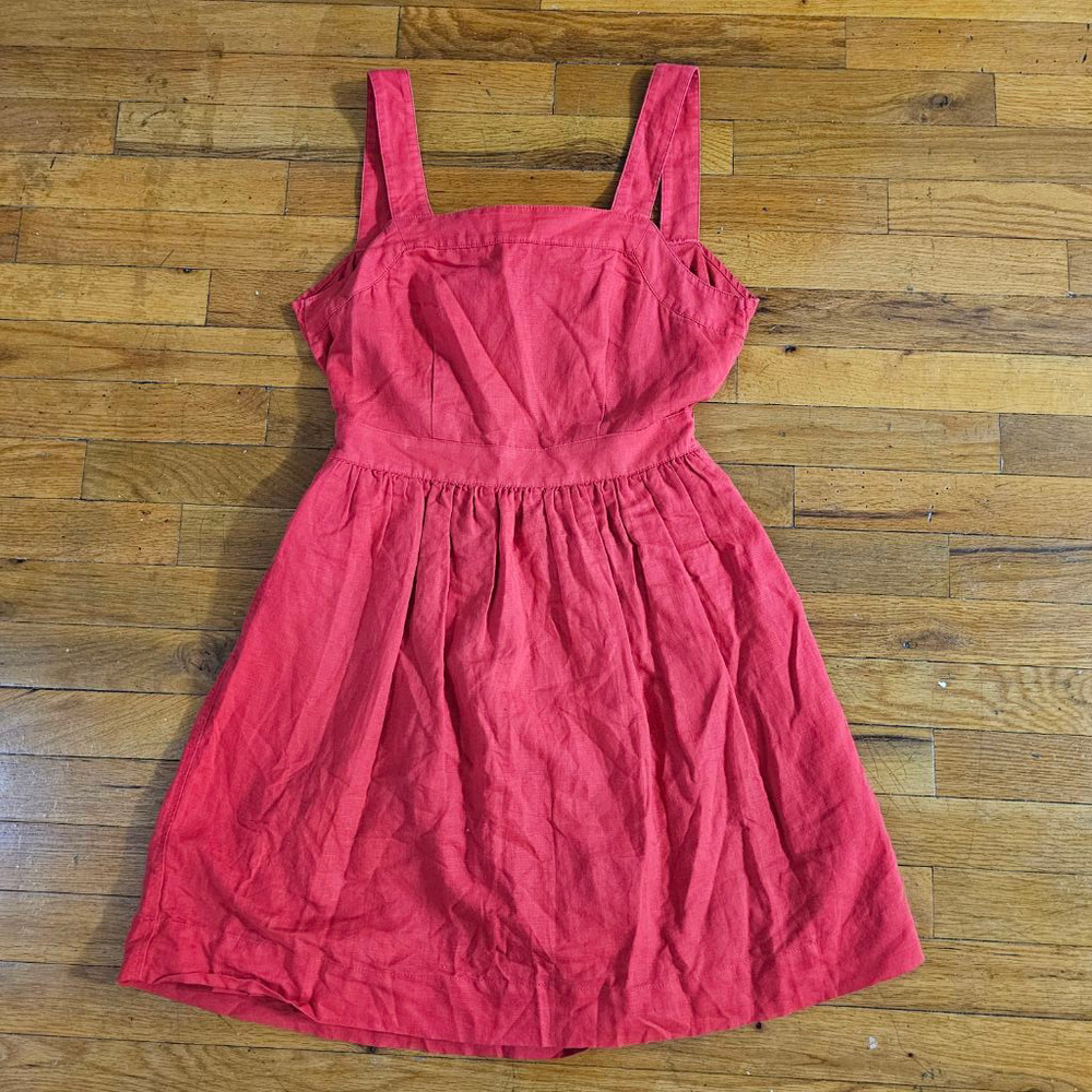 J Crew Red Linen Blend Dress Small